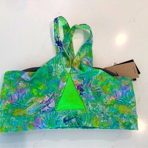 Nike Green Sports Bra with Multicolor Trim